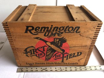 Vintage Remington Ammo Wood Box Case With Lid