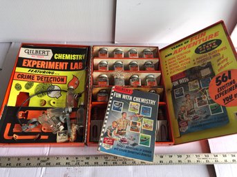 Vintage Gilbert Chemistry Experiment Lab With Supplies And Book