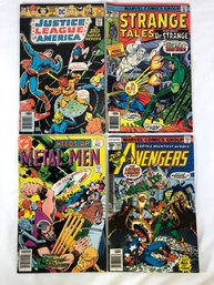 4 Comics From 1976 To 1977, Justice League America 133, Strange Tales, 187, Metal Men, 51, Avengers, 164