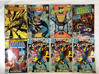 8 Comics From 1983 To 1986, Superman, Fire Storm, Green Lantern, Justice League America, Hawk Man