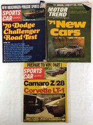 3 Vintage Car, Magazines, Sports Car, November 1969, June 1970, MotorTrend, July 1970