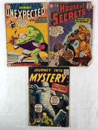 Tales Of The Unexpected #40 Aug 1959, House Of Secrets #55, Aug 1962, Journey Mystery #61, Oct 1960, Poor Cond