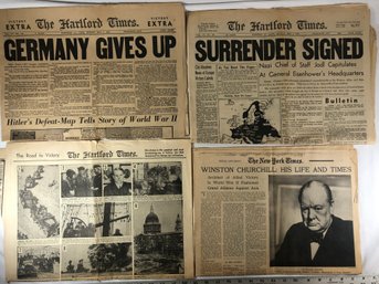 Hartford Times Newspaper Headlines From World War II May 1945, See Pics