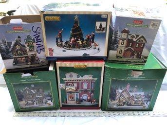 6 Holiday Christmas Lighted, Porcelain House, Decorations, Untested