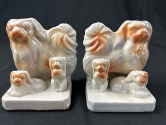 Pair Of Ceramic  Pekingese Dog  Bookends
