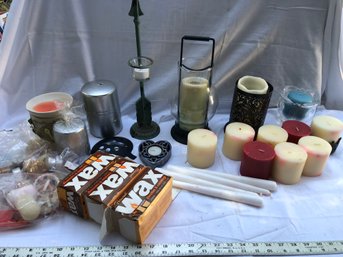 Lot Of Various Candles And Holders