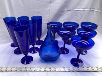 Blue Glass, Six Pilsner Glasses, Six Margarita, Blue Bottle