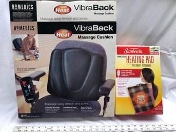 Homedics Back Massage Cushion, And Sunbeam Heating Pad, Untested