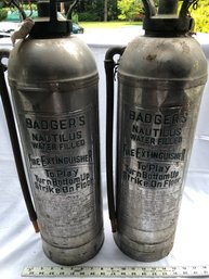 2 Badgers Nautilus Water Filled Fire Extinguishers, 25 Inches Tall