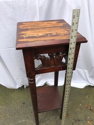 Tall Wood Table, 32 Inches Tall, Top Needs Refinishing