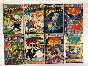 8 Superman Comics From The Early To Mid 70s, See Pics