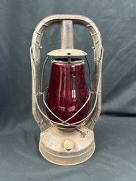 Antique Dietz  Monarch Lamp, Red Glass