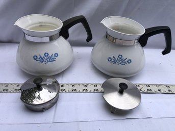 2 Vintage Corning Ware, 6 Cup Pots