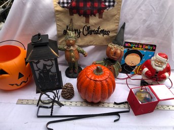 Autumn And Christmas Items, Hultman Pumpkin Scarecrow, Packed In A Black Crate