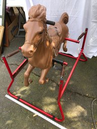 Plastic Bouncing Horse On Metal Frame, Over 3 Feet Long And Over 3 Feet High