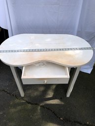 White Wood Table With Drawer, Proximately 30 Inches Tall And 34 Inches Long, Needs Repainting