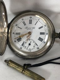 Antique Swiss Blondel 15 Rubis Pocket Silver Watch With Key, Tested,  See Pictures