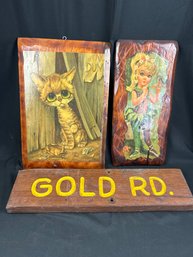 Gig Pity Kitty & 2 Other Wooden Plaques