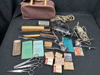 Assorted Items Belonging To A Professional Barber Starting In 1930s