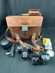 Minolta X-7A Camera, Assorted Lenses Filters, Bag Etc