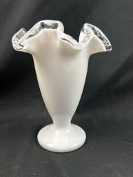 Fenton Silver Crest Milk Glass Vase 6.5 Inches