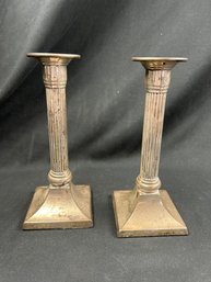 Pair Of  Lux Bond Weighted Sterling Candlesticks