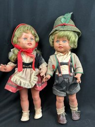 German Turtle Mark Schildkrot  Bavarian  Girl & Boy Doll Lederhosen 16'