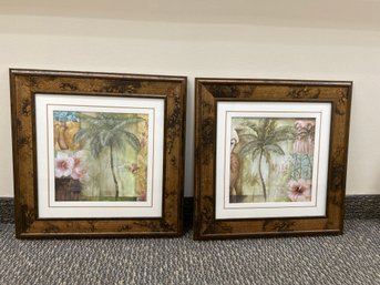 Pair Of Tropical Prints 21.25 X 21.5