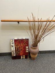 Canvas Print And Basket With Dried Grass