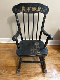 Childs Stenciled Black Rocking Chair