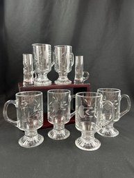 Etched Clear Glass Mugs