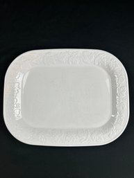 Corning Ware VINEYARD White Embossed Grape Leaves Rectangular Platter 15'