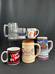 Assorted Mugs, Glass, Porcelain, Ceramic