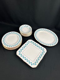 Royal Worcester Antique Lunch Set Enameled Turquoise