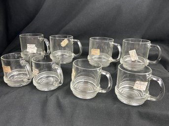 Glassware- 8 Vintage Handled Mugs