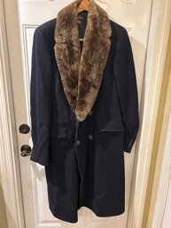 Hart Schaffner & Marx Mens Wool Coat/ Faux Fur Collar