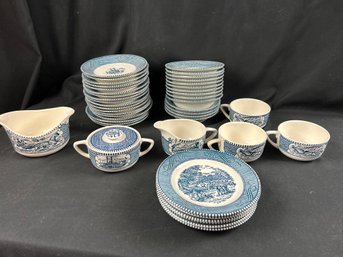 Partial Set Royal China Currier And Ives