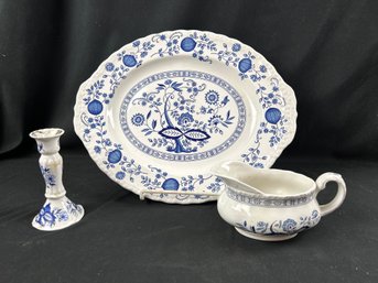 Wedgwood Blue Hritage Platter & Gravy/ Mann Vienna Woods Candle