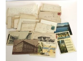 Ephemera Lot Late 19th And Early 20th Century Correspondence, Postcards.