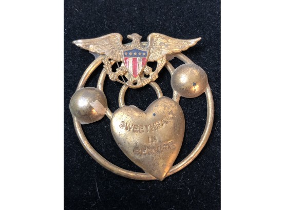 Circa WW2 Sweetheart In Service Pin- Missing Back