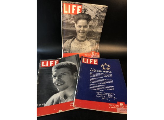 Three 1945 Life Magazines