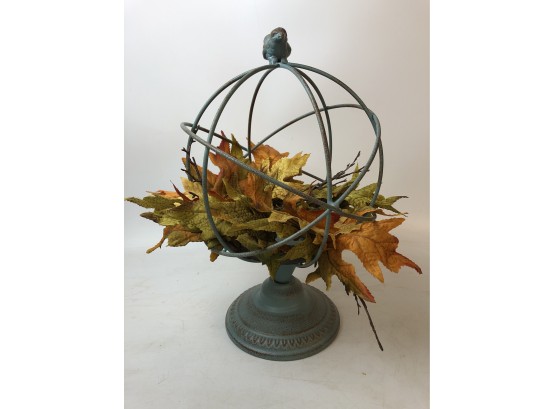 Modern Decor-Wire Cage With Faux Leaves