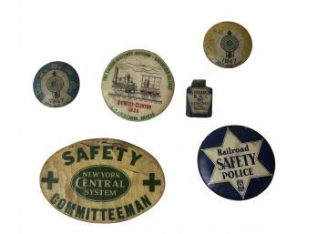 Assorted Railroad Related Vintage Pinback Buttons Missing  Pins
