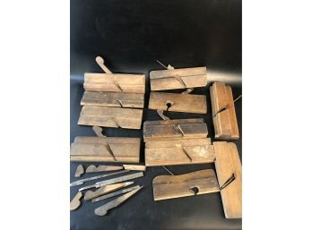 Large Lot Of Antique Wood Hand Planes As Is