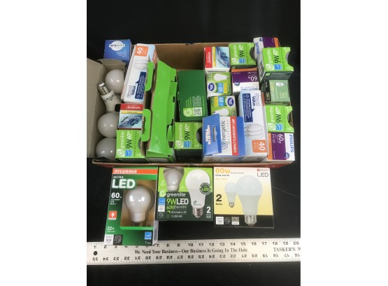 Lot Of Various Mostly LED Bulbs, Some Fluorescent