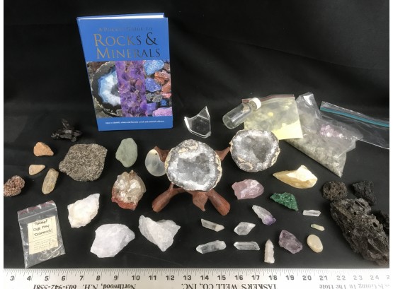 Nice Lot Of Various Crystals And Rocks, Book, See Pics