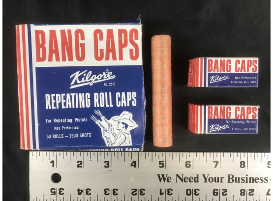 Kilgore Collectable Vintage Bang Caps, Large Open Box And Two Smaller Unopened Boxes