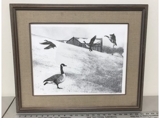 Geese Print Signed And Numbered, Matras  1984, 23 X 19