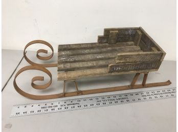 Miniature Wood And Metal Sleigh, 26 Inches Long
