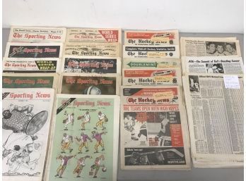 15 Newspaper Issue (mostly 1960s) Of The Sporting News And Hockey News And Single Ted Williams Articles